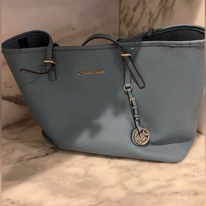 French blue leather Tote bag by Michael Kors; lightly used